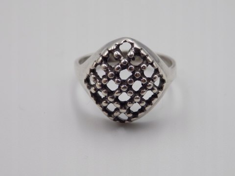 Stary, piękny, ażurowy srebrny pierścionek roz. 15 srebro VINTAGE biżuteria