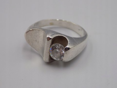 Stary piękny srebrny pierścionek CYRKONIA roz. 12 srebro VINTAGE biżuteria