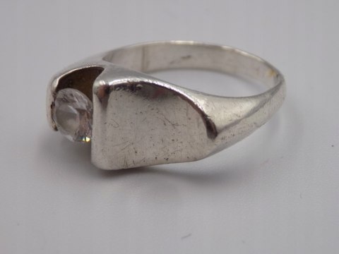 Stary piękny srebrny pierścionek CYRKONIA roz. 12 srebro VINTAGE biżuteria