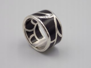 Stary, srebrny, damski pierścionek/obrączka AKRYL roz. 16/17 srebro VINTAGE