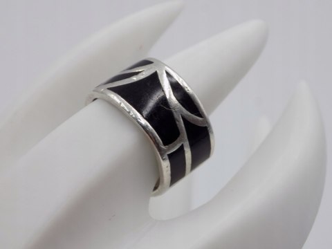 Stary, srebrny, damski pierścionek/obrączka AKRYL roz. 16/17 srebro VINTAGE