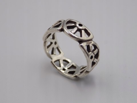 Stary srebrny piękny ażurowy pierścionek / obrączka roz. 17 srebro VINTAGE