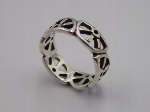 Stary srebrny piękny ażurowy pierścionek / obrączka roz. 17 srebro VINTAGE
