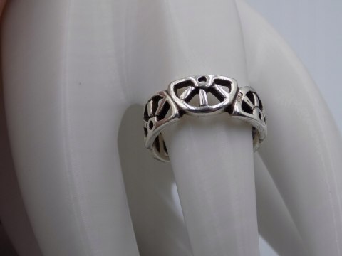 Stary srebrny piękny ażurowy pierścionek / obrączka roz. 17 srebro VINTAGE
