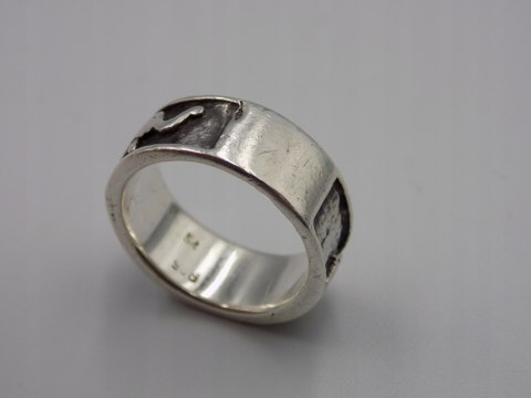 Stary srebrny piękny pierścionek obrączka SŁONIE roz. 12/13 srebro VINTAGE