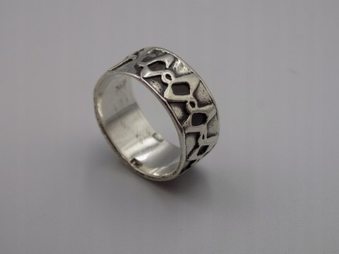 Stary srebrny piękny pierścionek obrączka WZOREK roz. 13/14 srebro VINTAGE