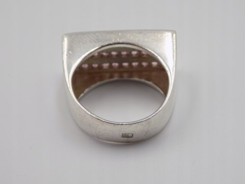 Stary, srebrny,pierścionek CYRKONIE roz. 15/16 srebro 925 VINTAGE biżuteria