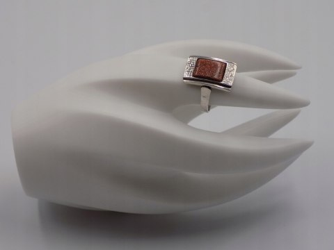 Stary, srebrny, pierścionek PIASEK PUSTYNI roz. 14 srebro VINTAGE biżuteria