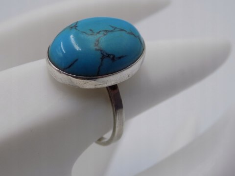 Stary, srebrny, pierścionek TURKUS roz. 16 srebro 925 VINTAGE biżuteria