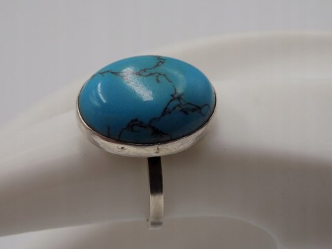 Stary, srebrny, pierścionek TURKUS roz. 16 srebro 925 VINTAGE biżuteria