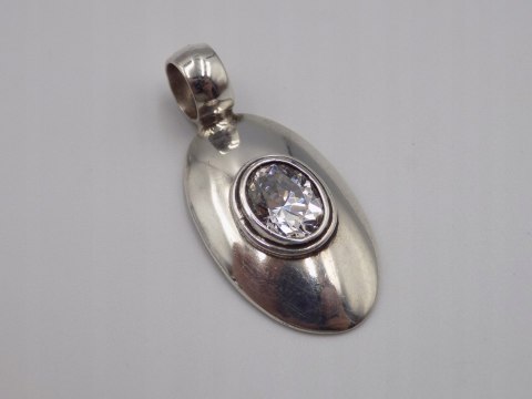 Stary, srebrny, wisiorek / zawieszka CYRKONIA srebro 925 VINTAGE biżuteria