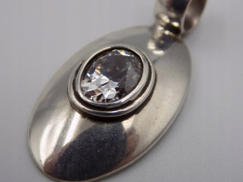 Stary, srebrny, wisiorek / zawieszka CYRKONIA srebro 925 VINTAGE biżuteria