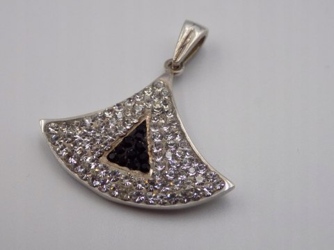 Stary, srebrny, wisiorek / zawieszka CYRKONIE srebro 925 VINTAGE biżuteria