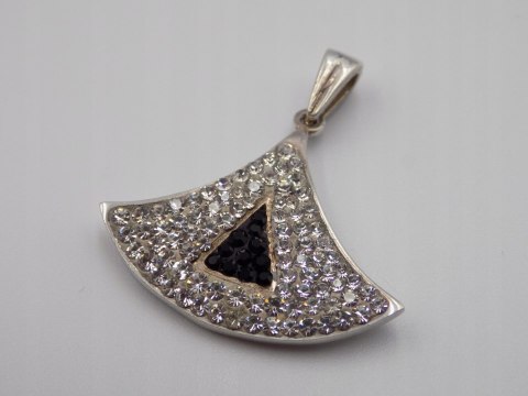 Stary, srebrny, wisiorek / zawieszka CYRKONIE srebro 925 VINTAGE biżuteria