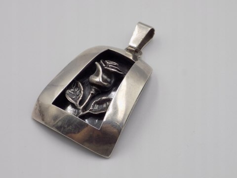 Stary, srebrny, wisiorek / zawieszka RÓŻA srebro 925 VINTAGE biżuteria