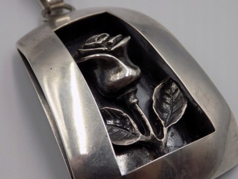 Stary, srebrny, wisiorek / zawieszka RÓŻA srebro 925 VINTAGE biżuteria