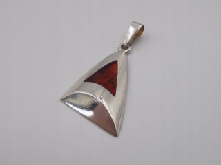 Stary, srebrny wisiorek/zawieszka BURSZTYN srebro 925 VINTAGE biżuteria