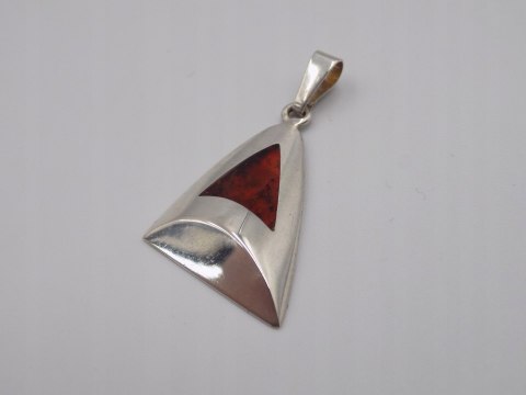 Stary, srebrny wisiorek/zawieszka BURSZTYN srebro 925 VINTAGE biżuteria