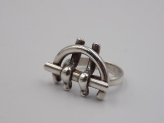 Autorski,stary,srebrny,damski pierścionek KLAMRA roz. 13 srebro 925 VINTAGE