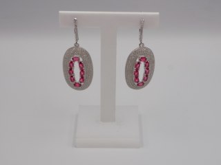 Bajeczne, srebrne, damskie kolczyki CYRKONIE róż - srebro 925 - biżuteria