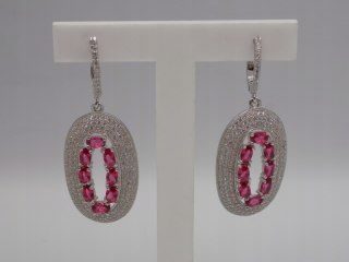 Bajeczne, srebrne, damskie kolczyki CYRKONIE róż - srebro 925 - biżuteria