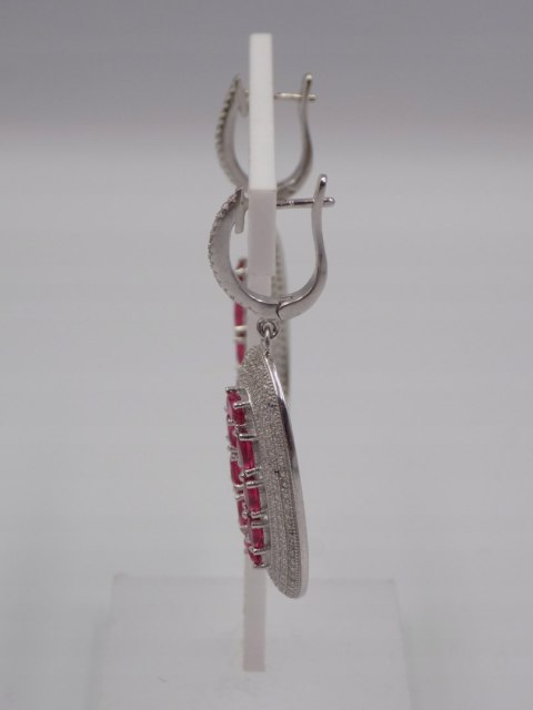 Bajeczne, srebrne, damskie kolczyki CYRKONIE róż - srebro 925 - biżuteria