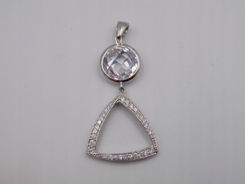 Bajeczny, duży, damski, srebrny wisiorek / zawieszka CYRKONIE - srebro 925