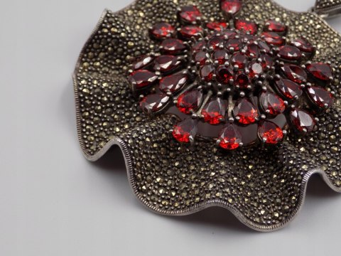 Bajeczny, duży, damski, srebrny wisiorek / zawieszka CYRKONIE - srebro 925