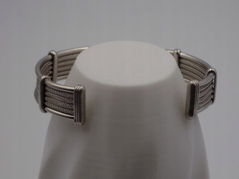 Piękna, damska, srebrna bransoletka BANGLA otwarta LISI OGON - srebro 925