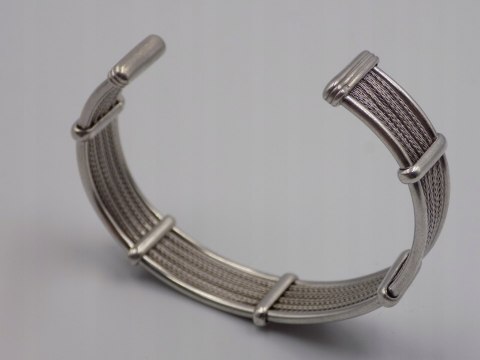 Piękna, damska, srebrna bransoletka BANGLA otwarta LISI OGON - srebro 925