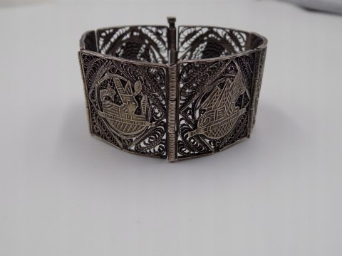 Piękna, damska, stara, srebrna bransoletka FILIGRAN EGIPT - srebro VINTAGE
