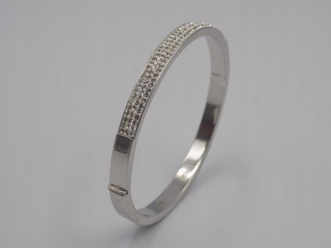 Piękna, srebrna, damska, bransoletka - BANGLA - KOŁO otwierane - cyrkonie