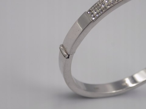 Piękna, srebrna, damska, bransoletka - BANGLA - KOŁO otwierane - cyrkonie