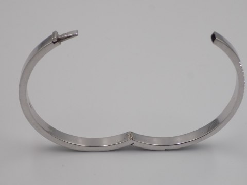 Piękna, srebrna, damska, bransoletka - BANGLA - KOŁO otwierane - cyrkonie