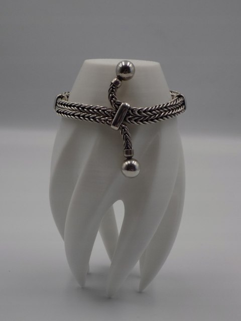 Piękna, stara, damska, srebrna bransoletka - KULKI - lisi ogon - srebro 925