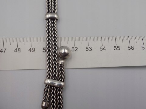 Piękna, stara, damska, srebrna bransoletka - KULKI - lisi ogon - srebro 925