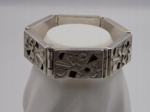 Piękna, stara, damska, srebrna bransoletka WZORKI, PROSTOKĄTY - srebro 925