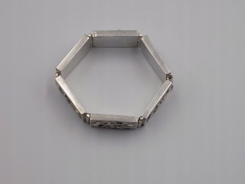 Piękna, stara, damska, srebrna bransoletka WZORKI, PROSTOKĄTY - srebro 925