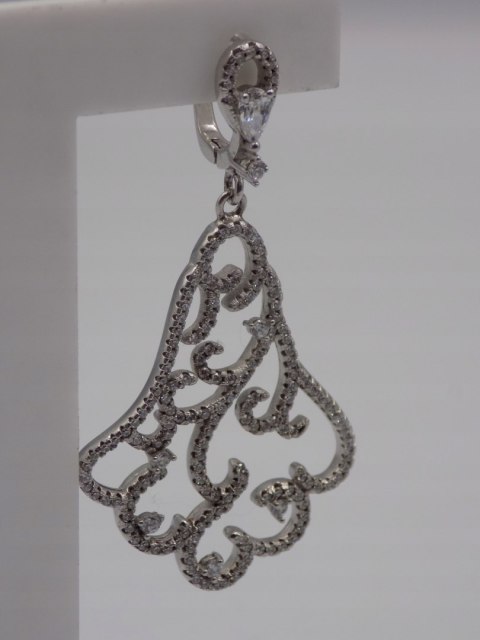 Piękne, damskie, srebrne kolczyki CYRKONIE srebro 925 zapięcie angielskie