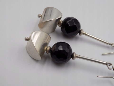 Piękne, stare, damskie, srebrne, długie kolczyki-srebro - VINTAGE biżuteria