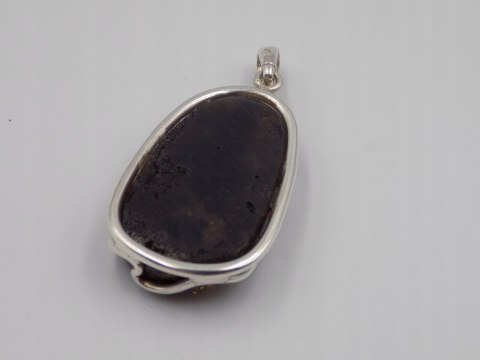 Piękny, damski srebrny wisiorek / zawieszka - BURSZTYN - srebro 925