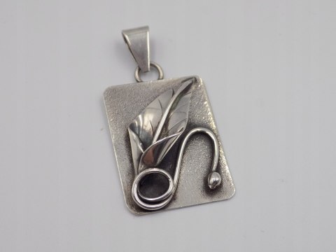 Piękny, damski srebrny wisiorek, zawieszka LISTEK - srebro 925 - w: 8,88 g.