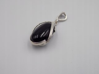 Piękny, damski, srebrny wisiorek / zawieszka ONYKS - srebro - biżuteria