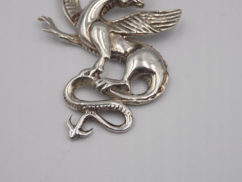 Piękny, damski srebrny wisiorek, zawieszka SMOK - srebro 925 - w: 8,82 g.