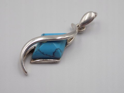 Piękny, damski, srebrny wisiorek / zawieszka TURKUS srebro - biżuteria