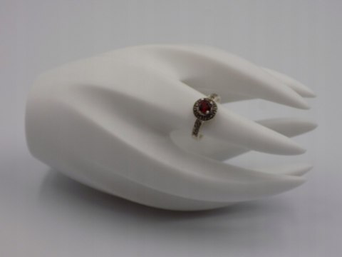 Piękny, srebrny, damski pierścionek MARKAZYTY + CYRKONIA roz. 14 /15 srebro