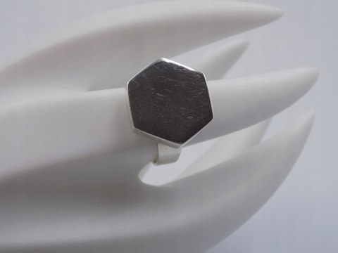 Piękny, stary, damski, srebrny pierścionek SZEŚCIOKĄT srebro 925 roz. 18