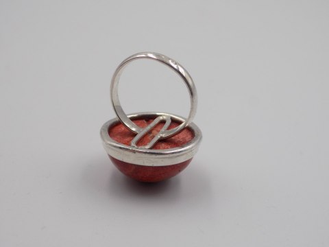 Piękny, stary, damski, srebrny pierścionek z KORALOWCEM srebro 925 roz. 12