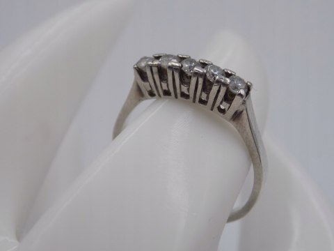 Piękny, stary, damski, srebrny pierścionek z cyrkoniami srebro 925 roz. 16