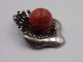 Piękny, stary, damski, srebrny wisiorek / zawieszka KORALOWIEC - srebro 925